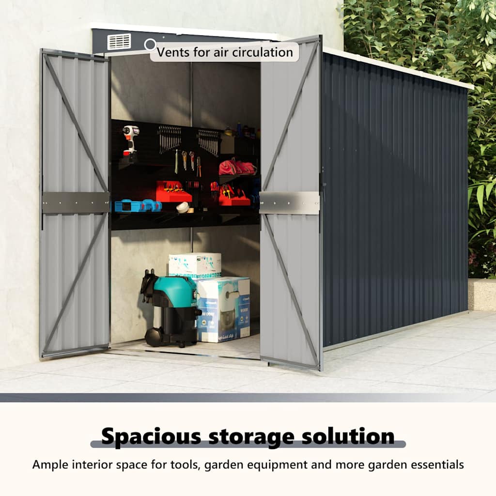 Wall-mounted Garden Shed Anthracite 118x288x178 cm Steel