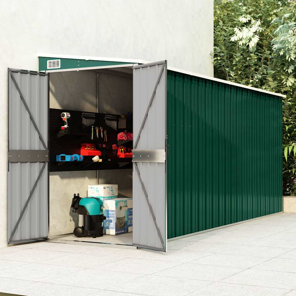 Wall-mounted Garden Shed Green 118x382x178 cm Galvanised Steel