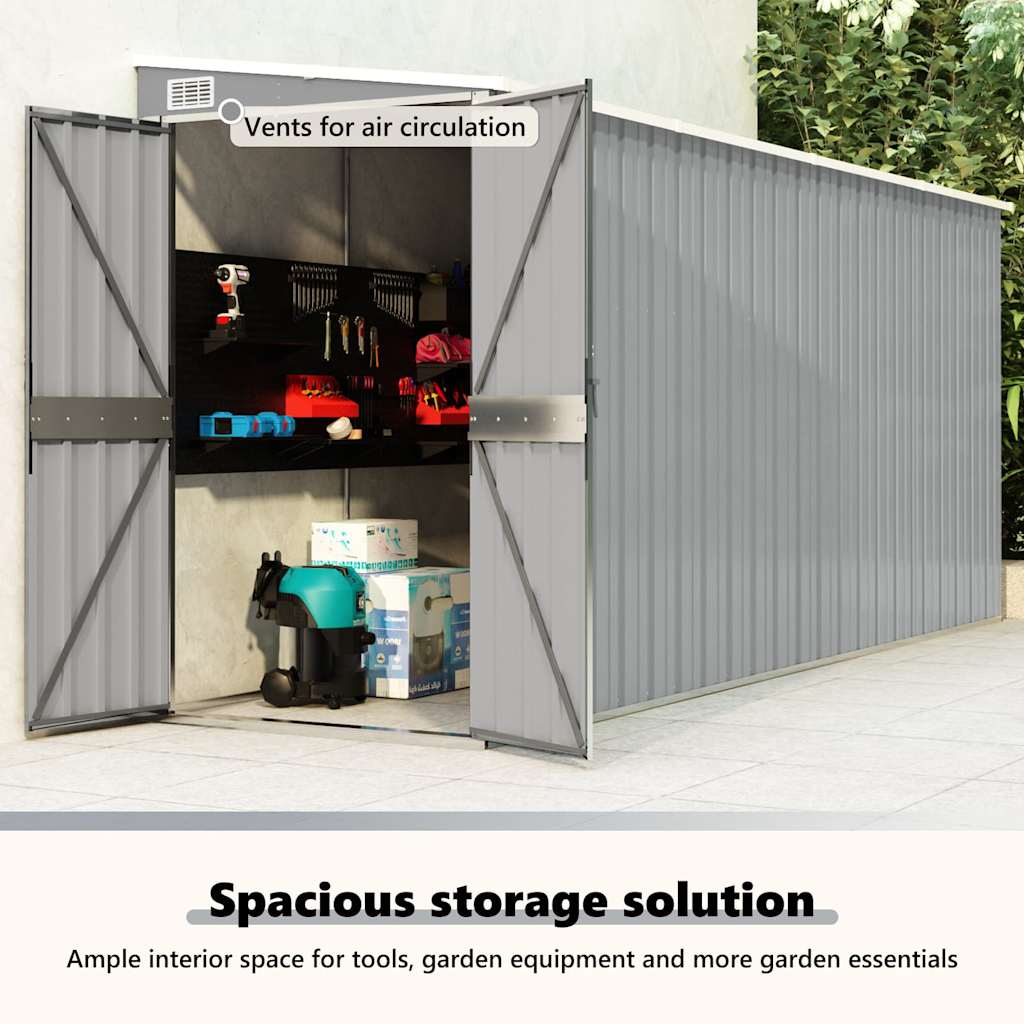 Wall-mounted Garden Shed Grey 118x382x178 cm Galvanised Steel