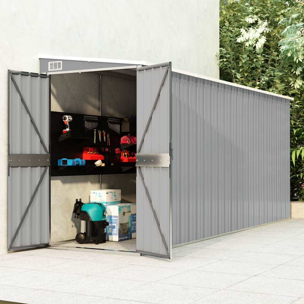 Wall-mounted Garden Shed Grey 118x382x178 cm Galvanised Steel