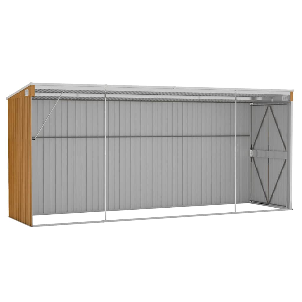 Wall-mounted Garden Shed Brown 118x382x178 cm Galvanised Steel