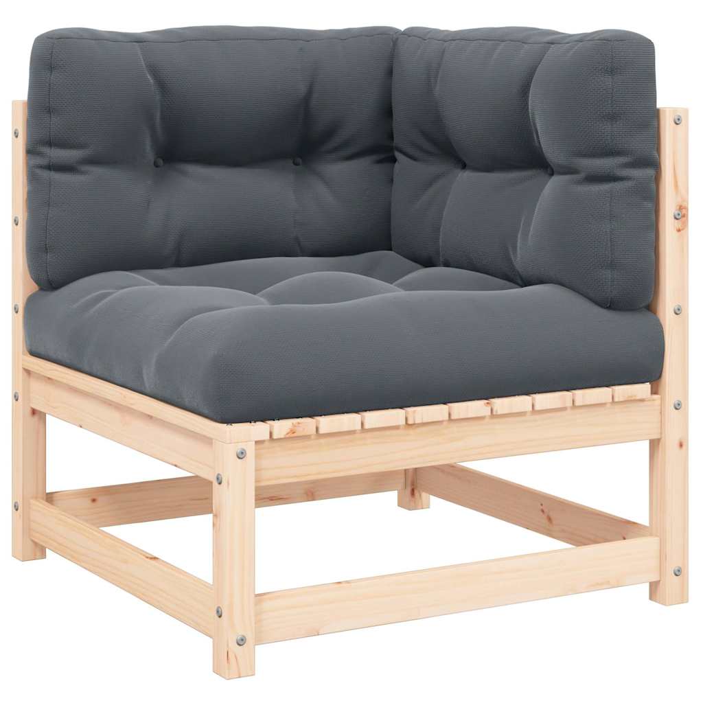 Garden Corner Sofa with Anthracite Cushions Solid Pinewood