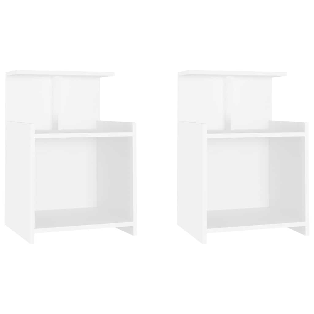 Bed Cabinets 2 pcs White 40x35x60 cm Engineered Wood