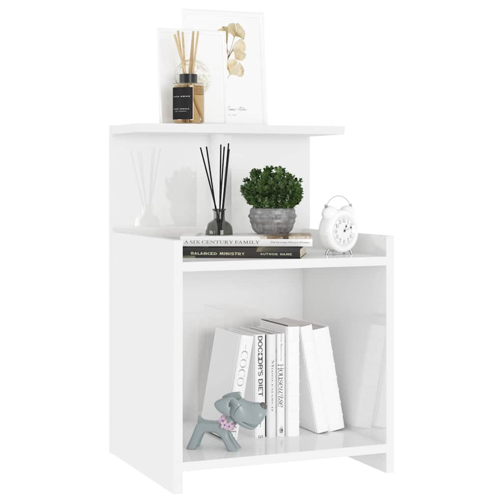 Bed Cabinets 2 pcs High Gloss White 40x35x60 cm Engineered Wood