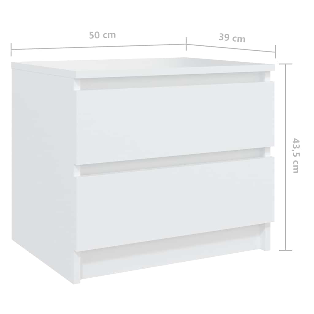 Bed Cabinets 2 pcs White 50x39x43.5 cm Engineered Wood