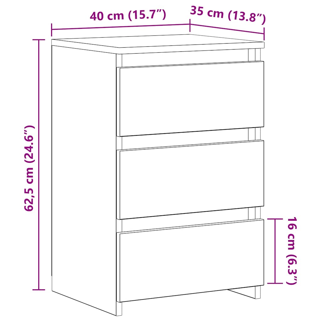 Bed Cabinets 2 pcs Black 40x35x62.5 cm Engineered Wood