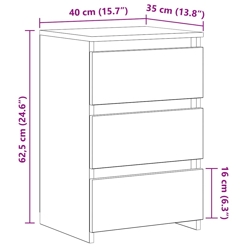 Bed Cabinets 2 pcs Concrete Grey 40x35x62.5 cm Engineered Wood