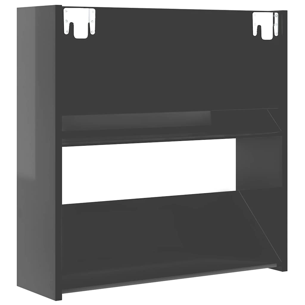 Wall Shoe Cabinets 4 pcs High Gloss Grey 60x18x60 cm Engineered Wood