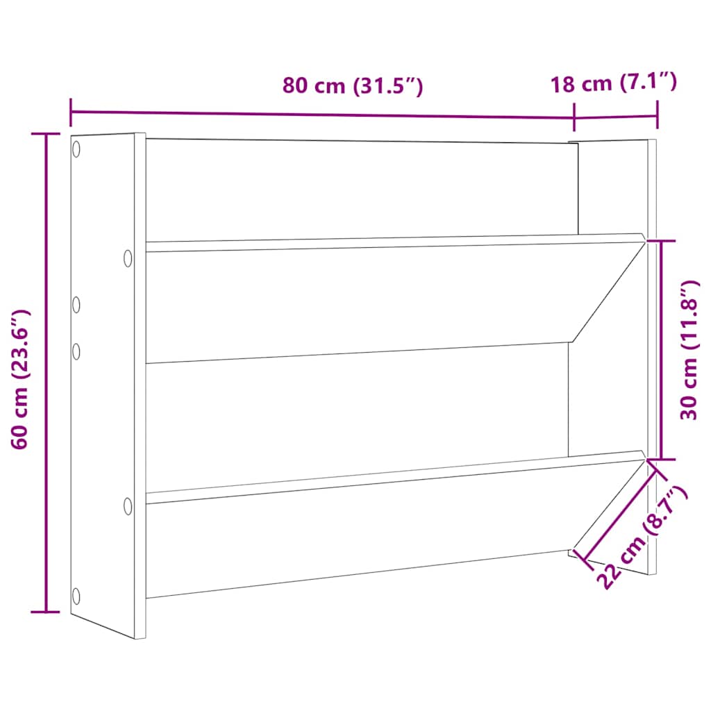 Wall Shoe Cabinet Concrete Grey 80x18x60 cm Engineered Wood