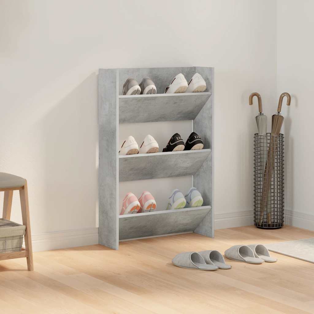Wall Shoe Cabinet Concrete Grey 60x18x90 cm Engineered Wood