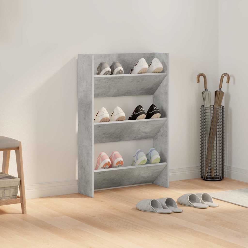 Wall Shoe Cabinet Concrete Grey 60x18x90 cm Engineered Wood