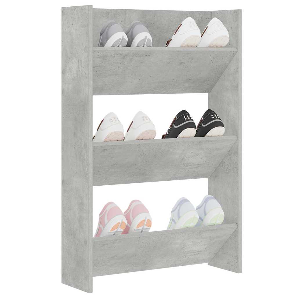 Wall Shoe Cabinet Concrete Grey 60x18x90 cm Engineered Wood