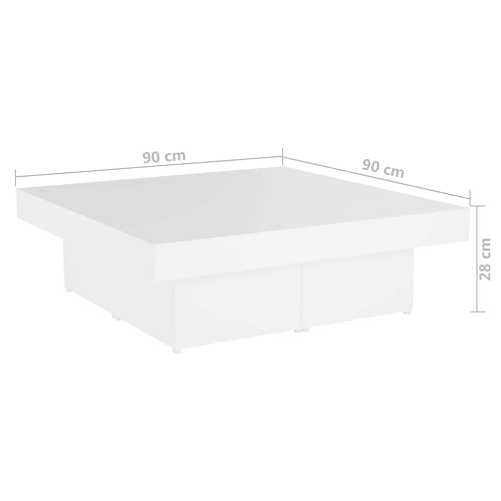 Coffee Table White 90x90x28 cm Engineered Wood