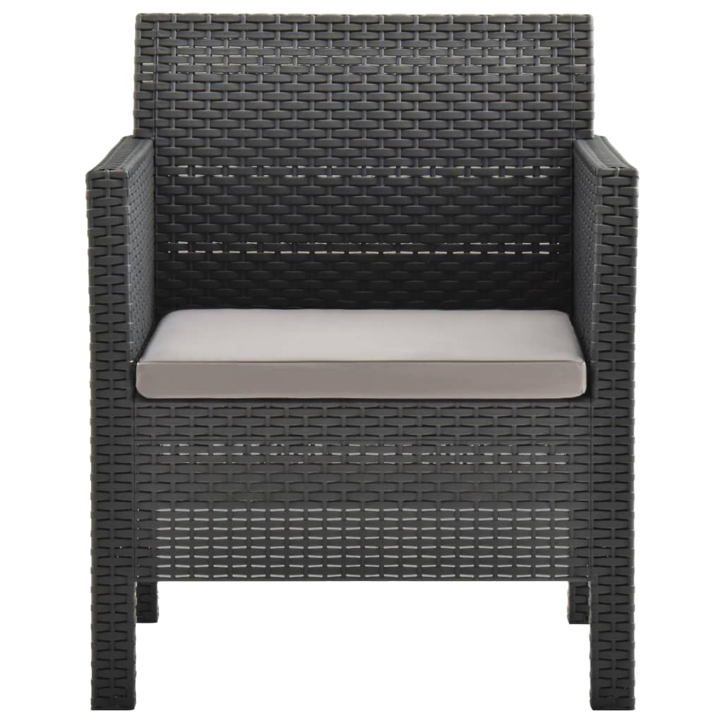 Garden Chairs with Cushions 2 pcs PP Rattan Anthracite
