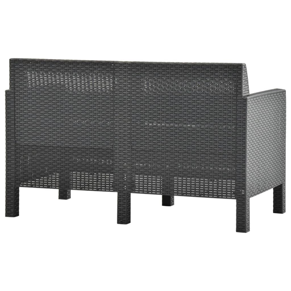 2 Piece Garden Lounge Set with Cushions PP Rattan Anthracite