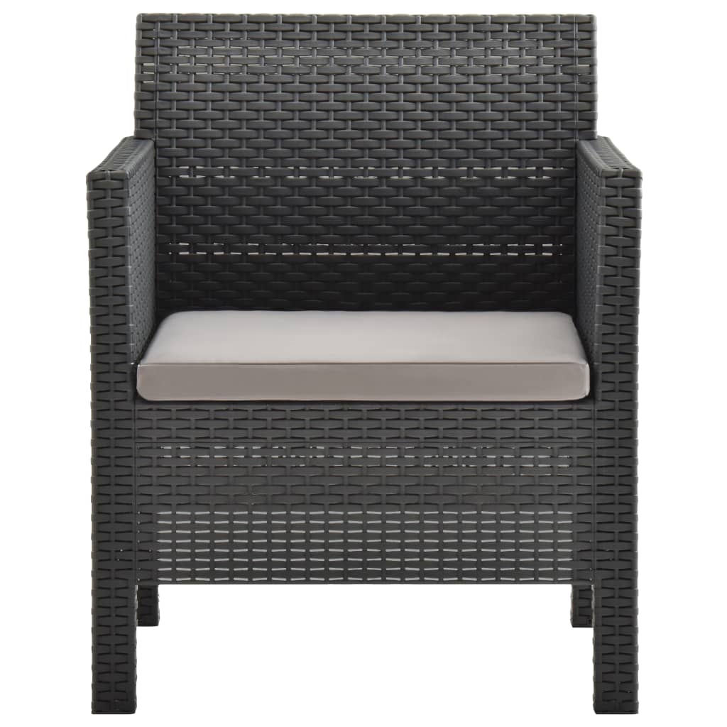 2 Piece Garden Lounge Set with Cushions PP Rattan Anthracite