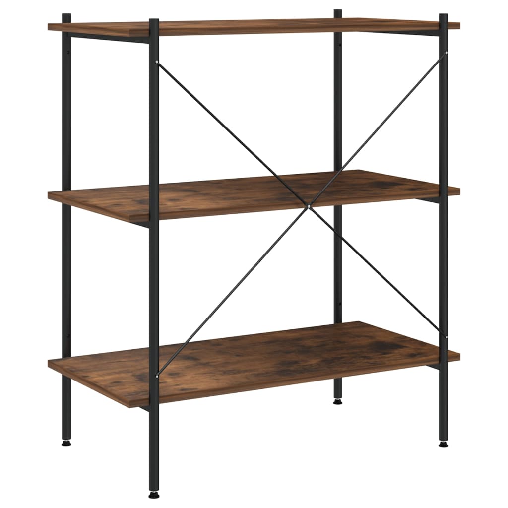 3-Tier Shelving Unit Black and Natural 80x40x92 cm