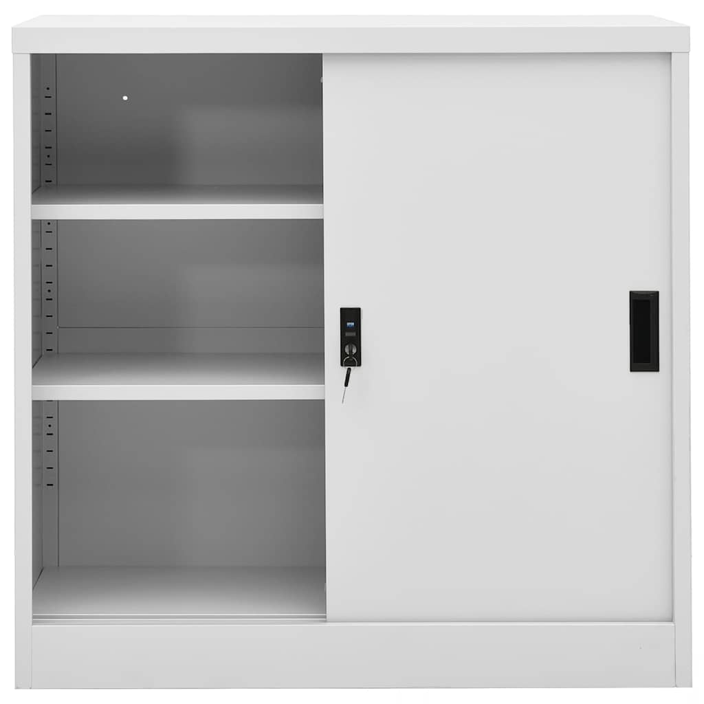 Office Cabinet with Sliding Door Light Grey 90x40x90 cm Steel