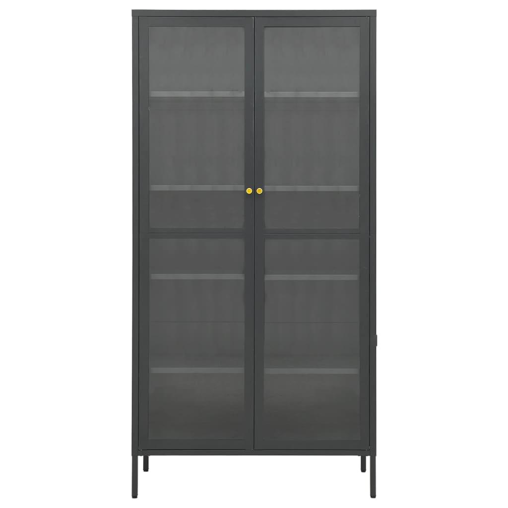 Display Cabinet Anthracite 90x40x180 cm Steel and Tempered Glass