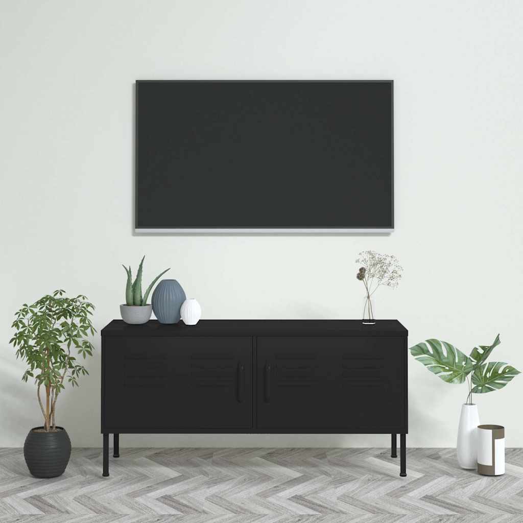TV Cabinet Black 105x35x50 cm Steel