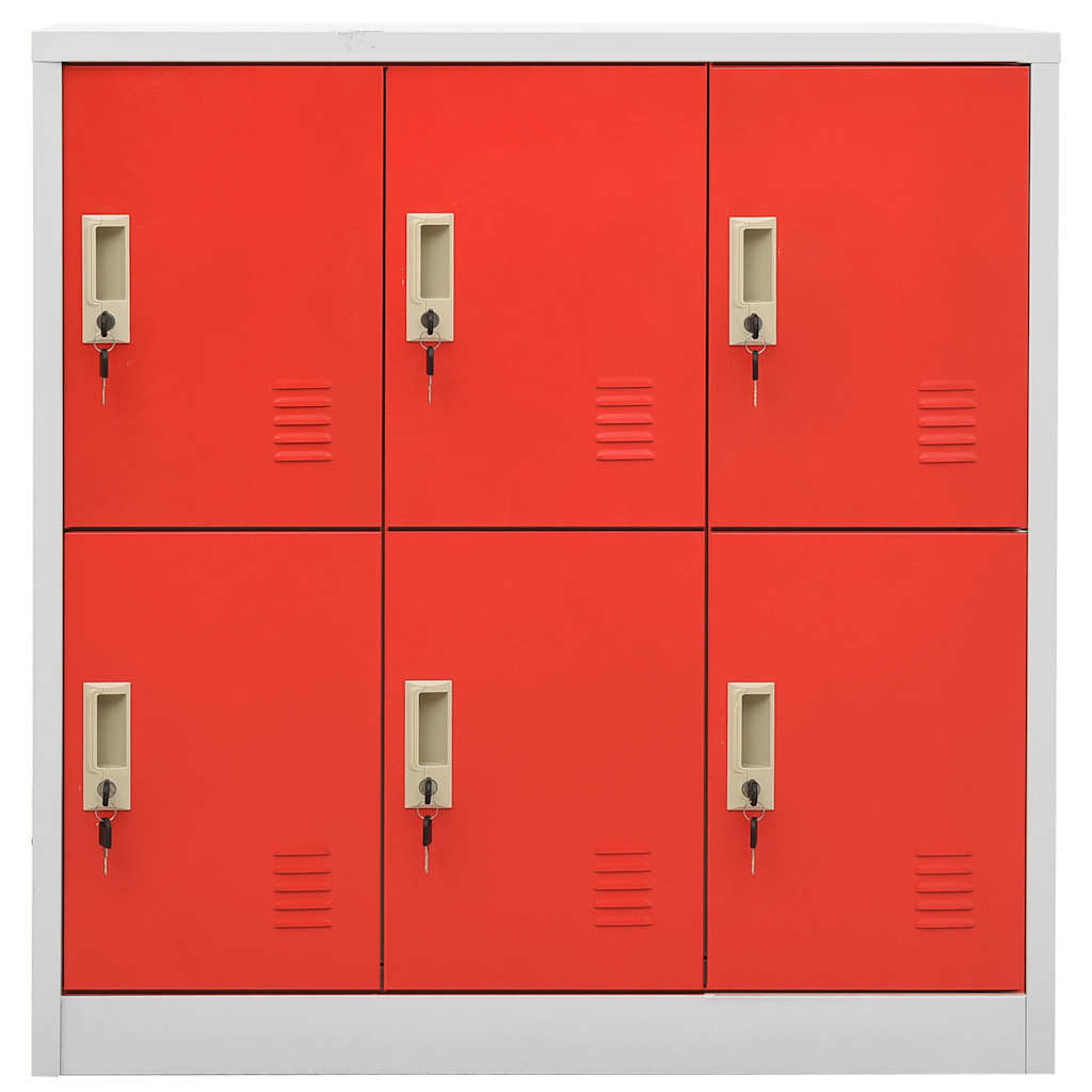 Locker Cabinet Light Grey and Red 90x45x92.5 cm Steel