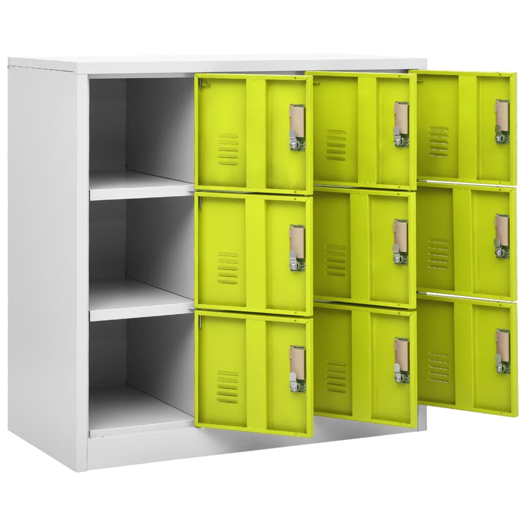 Locker Cabinet Light Grey and Green 90x45x92.5 cm Steel