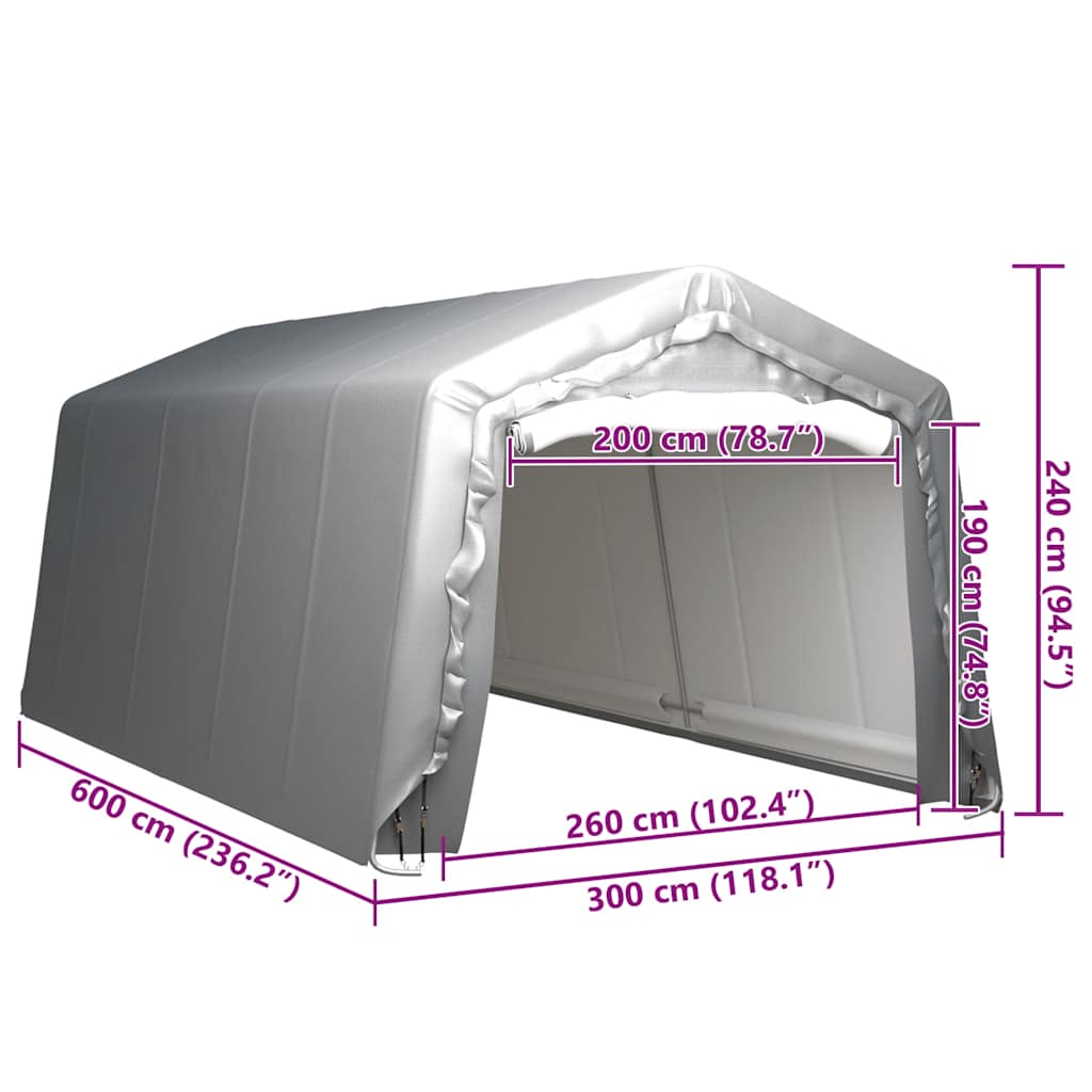 Storage Tent 300x600 cm Steel Grey
