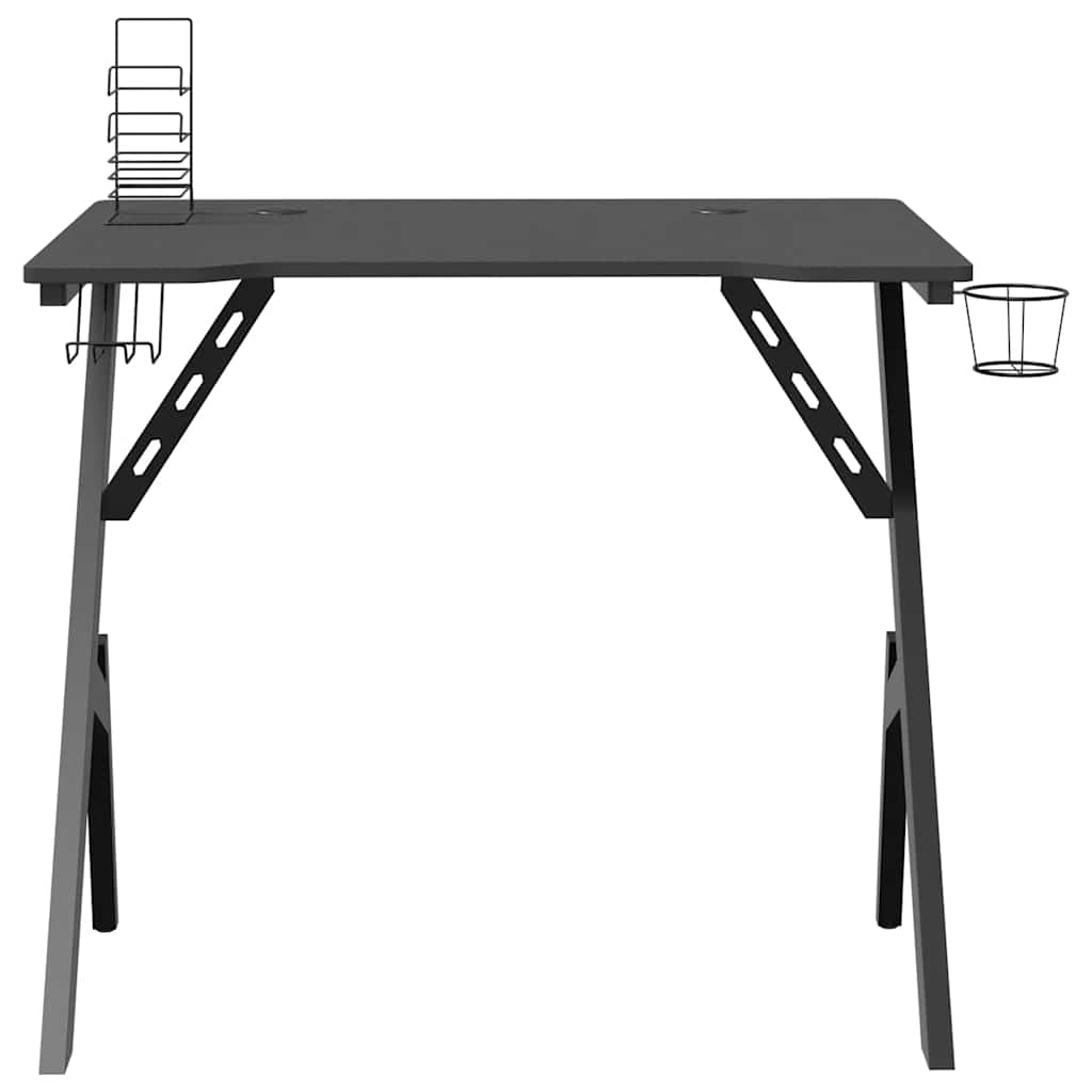 Gaming Desk with Y Shape Legs Black 90x60x75 cm