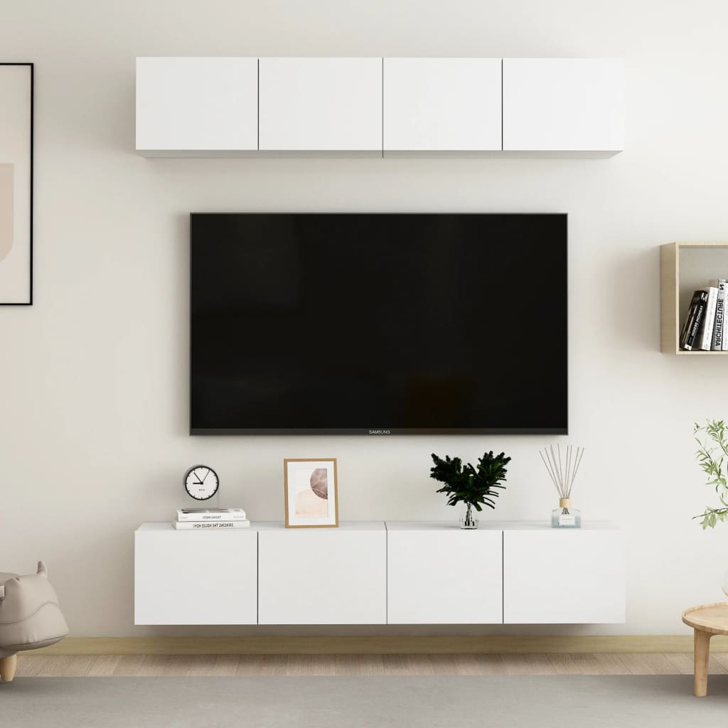 4 Piece TV Cabinet Set White 80x30x30 cm Engineered Wood