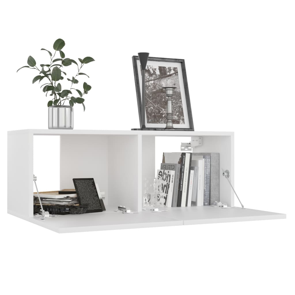 4 Piece TV Cabinet Set White Engineered Wood