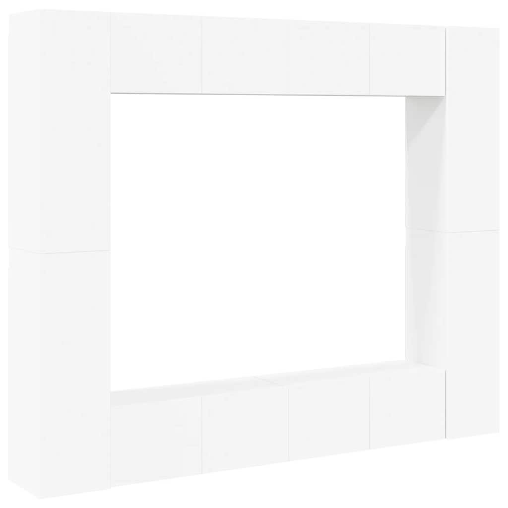 8 Piece TV Cabinet Set White Engineered Wood