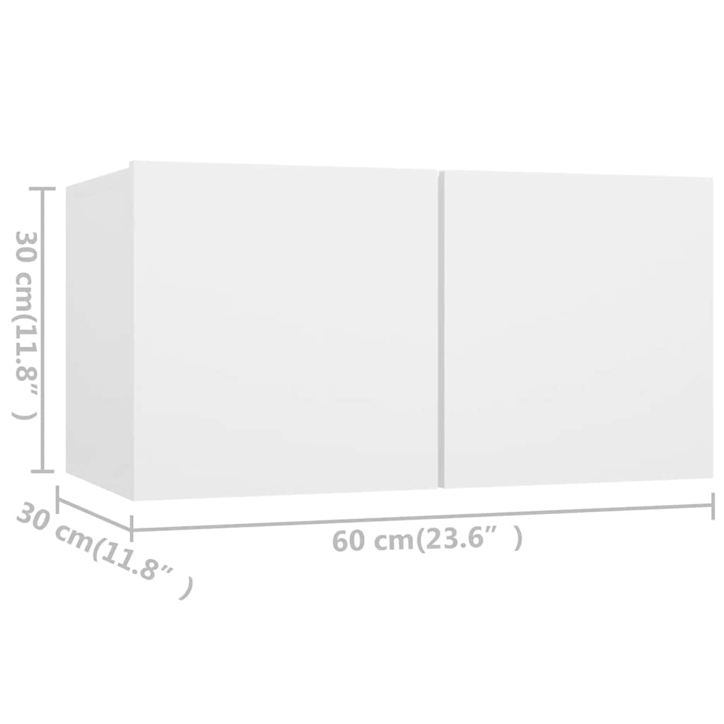 4 Piece TV Cabinet Set White Engineered Wood