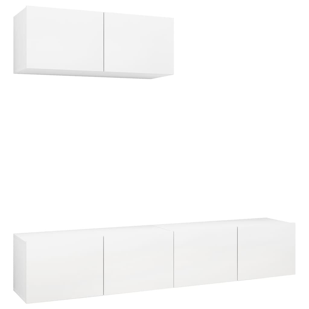 3 Piece TV Cabinet Set White Engineered Wood