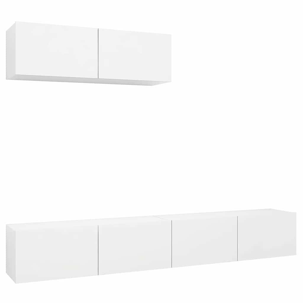 3 Piece TV Cabinet Set White Engineered Wood