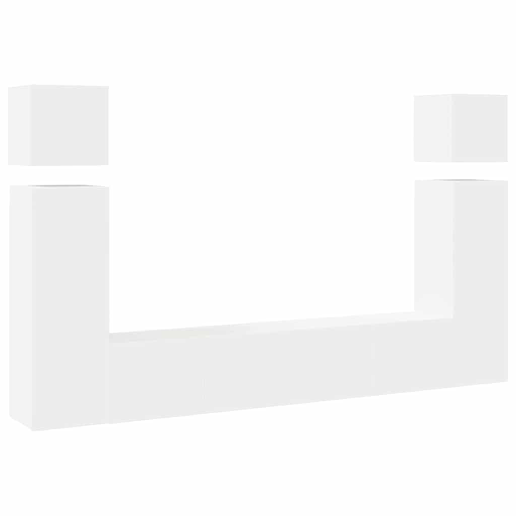 8 Piece TV Cabinet Set White Engineered Wood