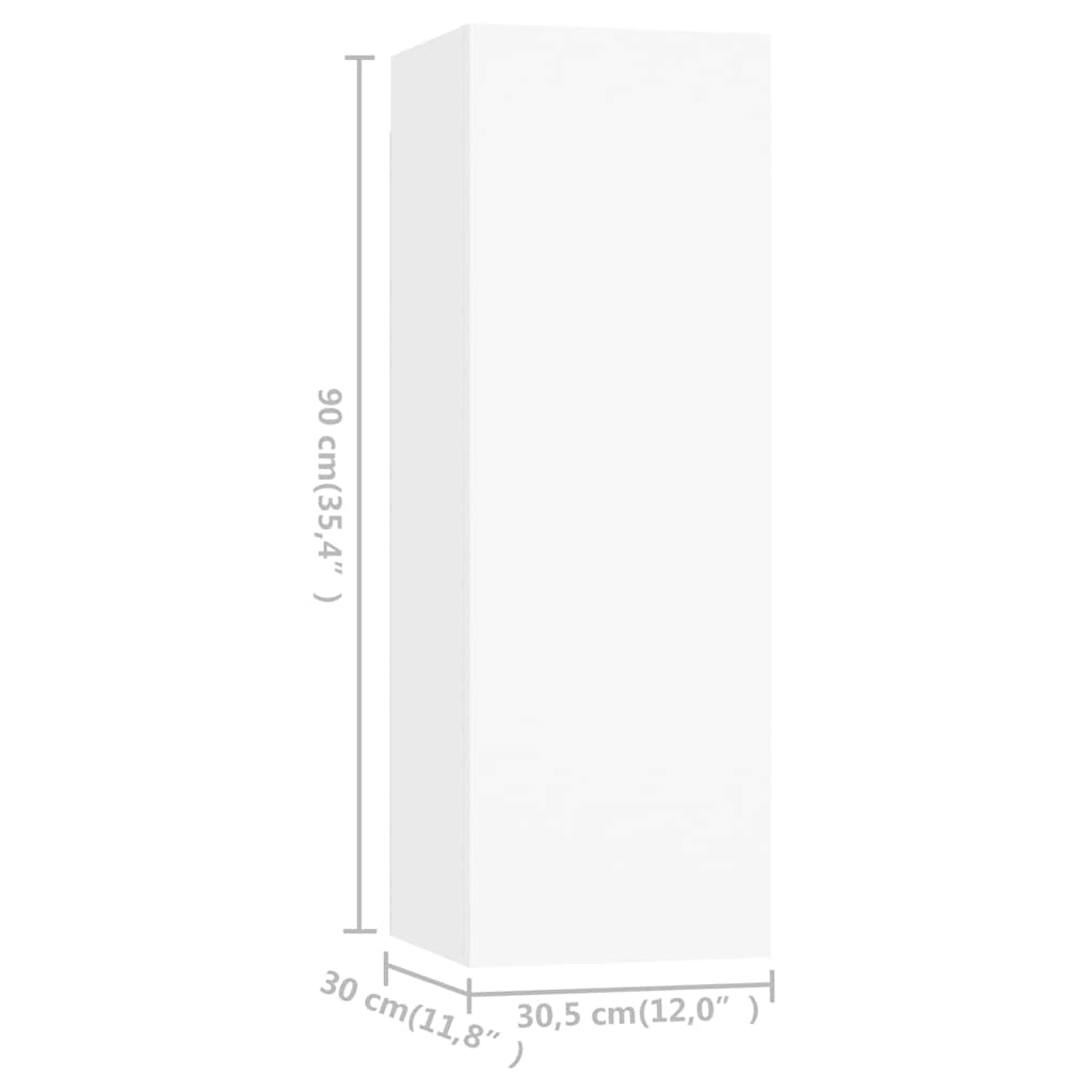 4 Piece TV Cabinet Set White 30,5x30x90 cm Engineered Wood