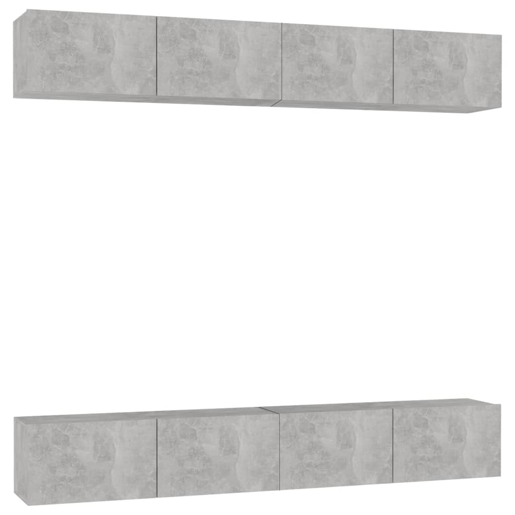 TV Cabinets 4 pcs Concrete Grey 100x30x30 cm Engineered Wood