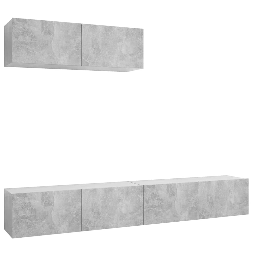 3 Piece TV Cabinet Set Concrete Grey Engineered Wood