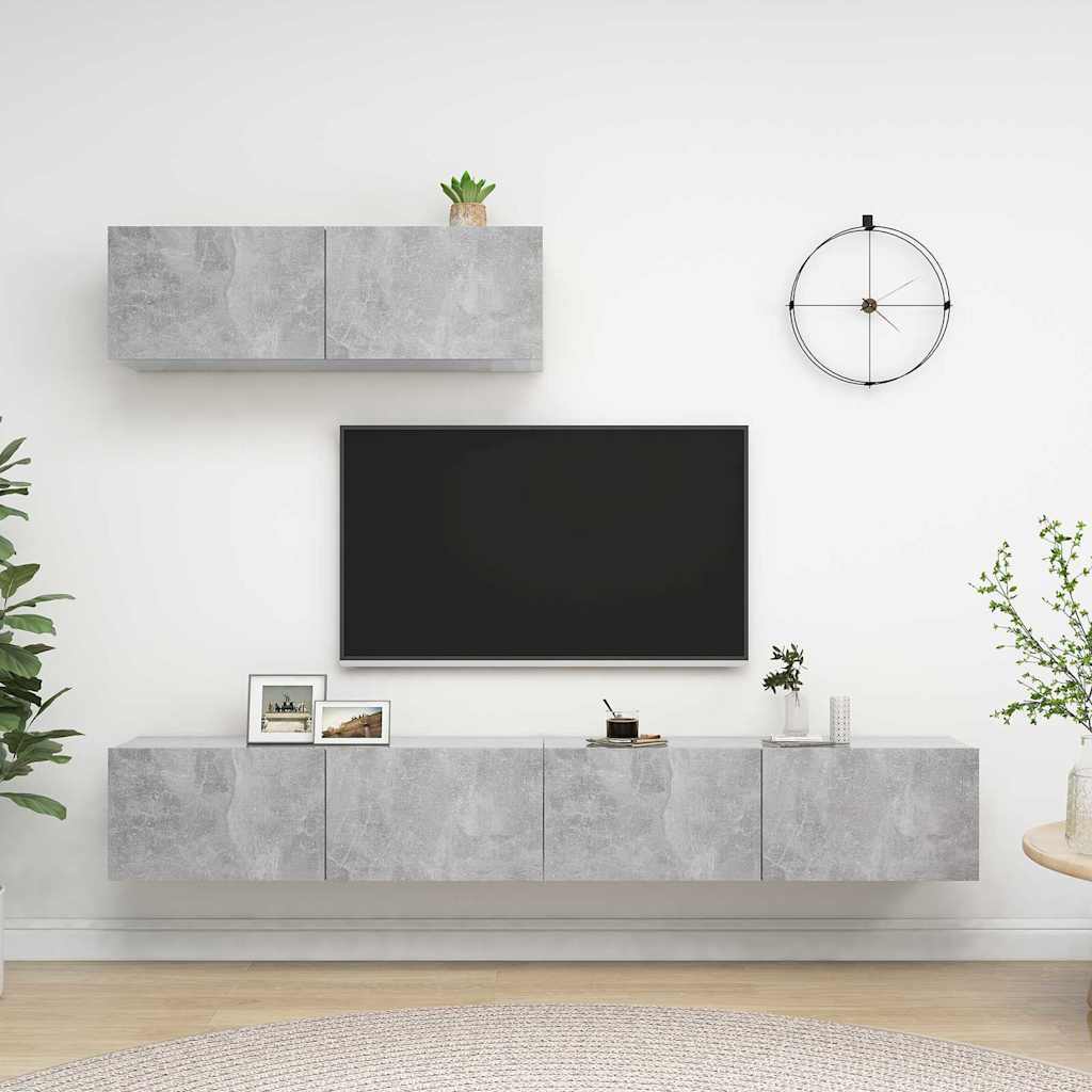 3 Piece TV Cabinet Set Concrete Grey Engineered Wood