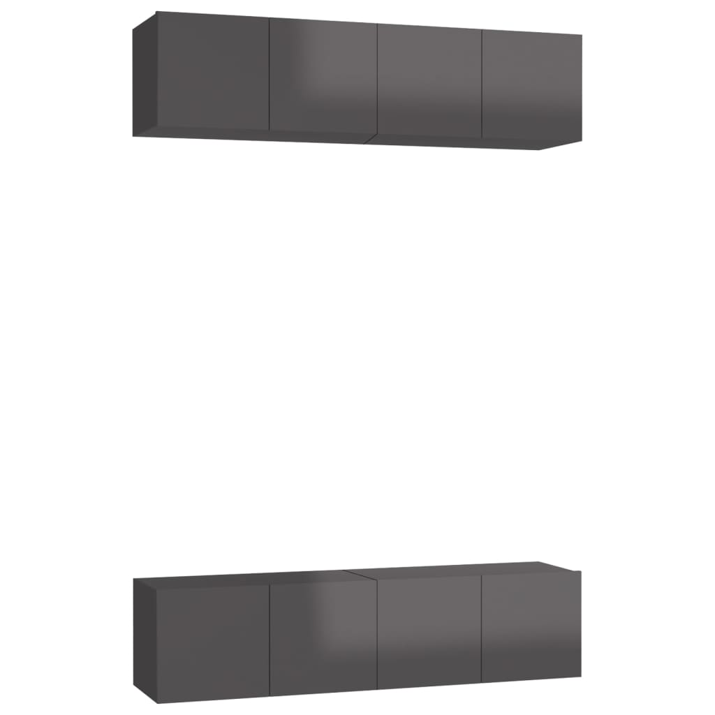 TV Cabinets 4 pcs High Gloss Grey 60x30x30 cm Engineered Wood
