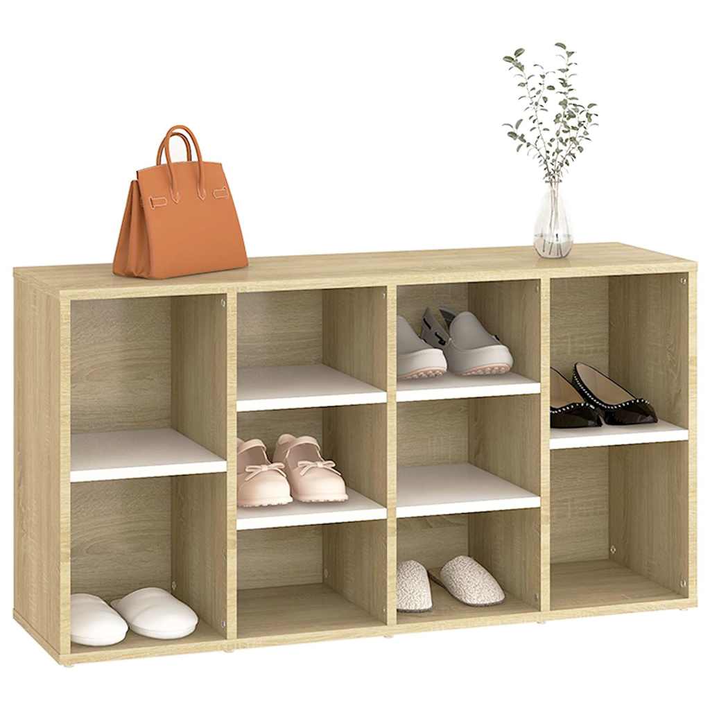 Shoe Bench White and Sonoma Oak 103x30x55 cm Engineered Wood