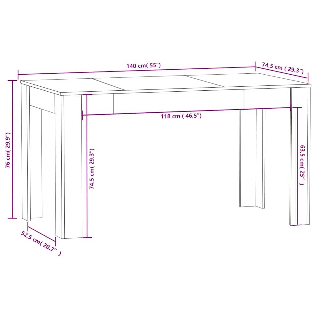 Dining Table Black 140x74.5x76 cm Engineered Wood