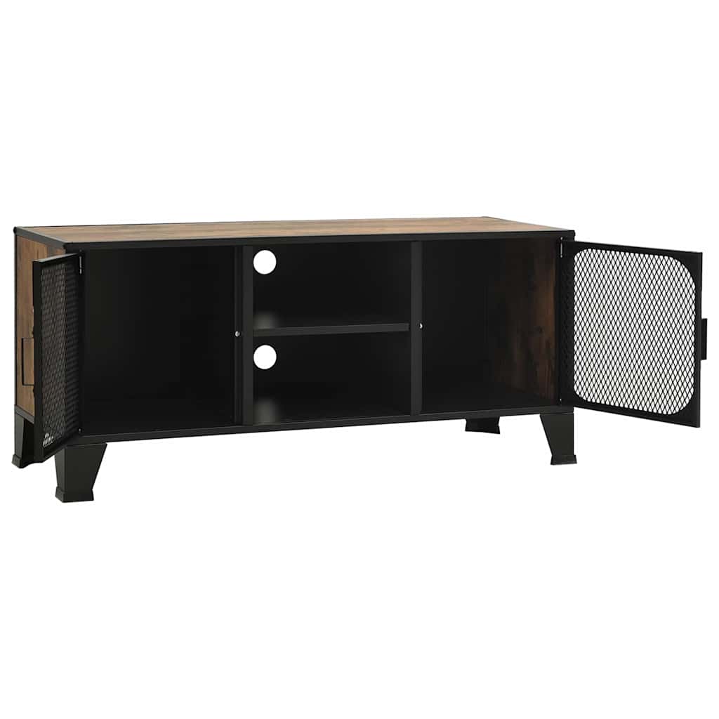 TV Cabinet Rustic Brown 105x36x47 cm Metal and MDF