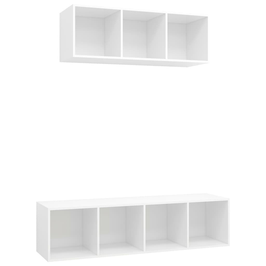 2 Piece TV Cabinet Set White Engineered Wood