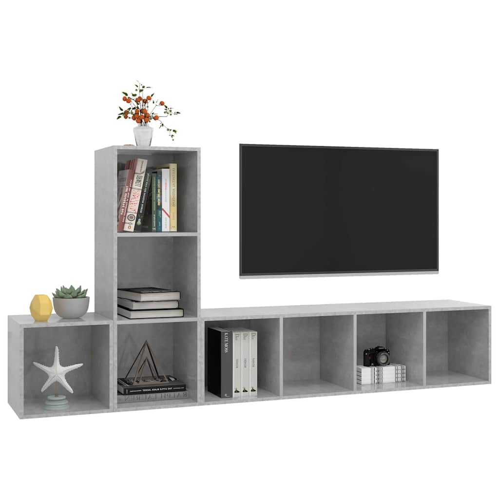 3 Piece TV Cabinet Set Concrete Grey Engineered Wood