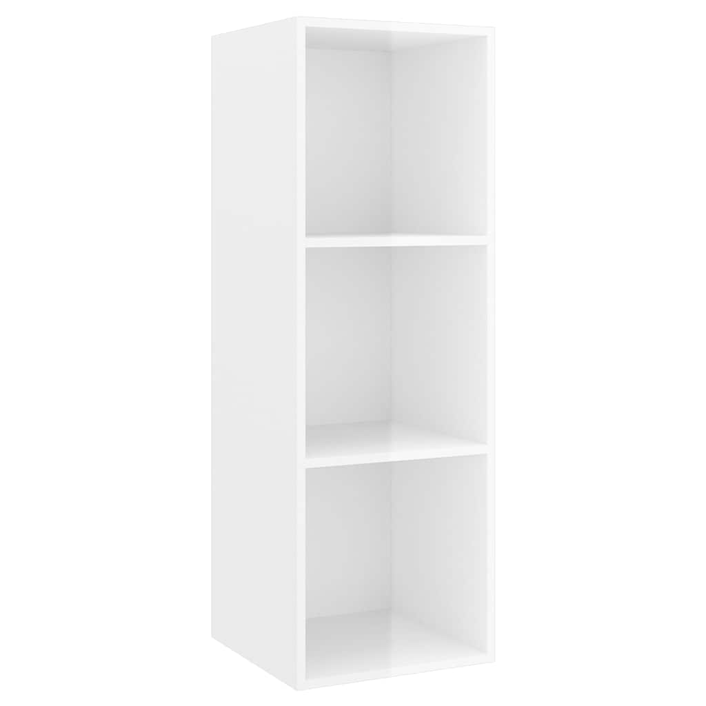 2 Piece Wall-mounted TV Cabinet Set High Gloss White Engineered Wood