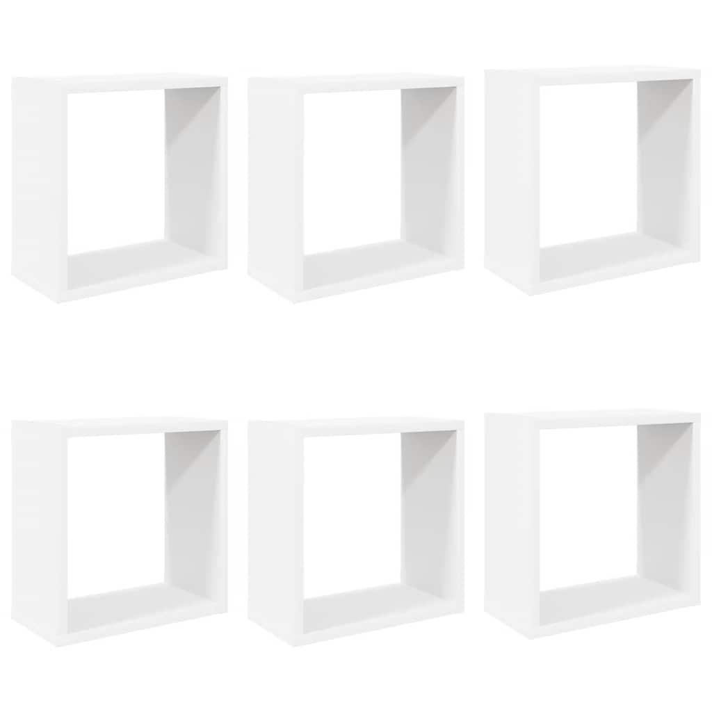 Wall Cube Shelves 6 pcs White 30x15x30 cm
