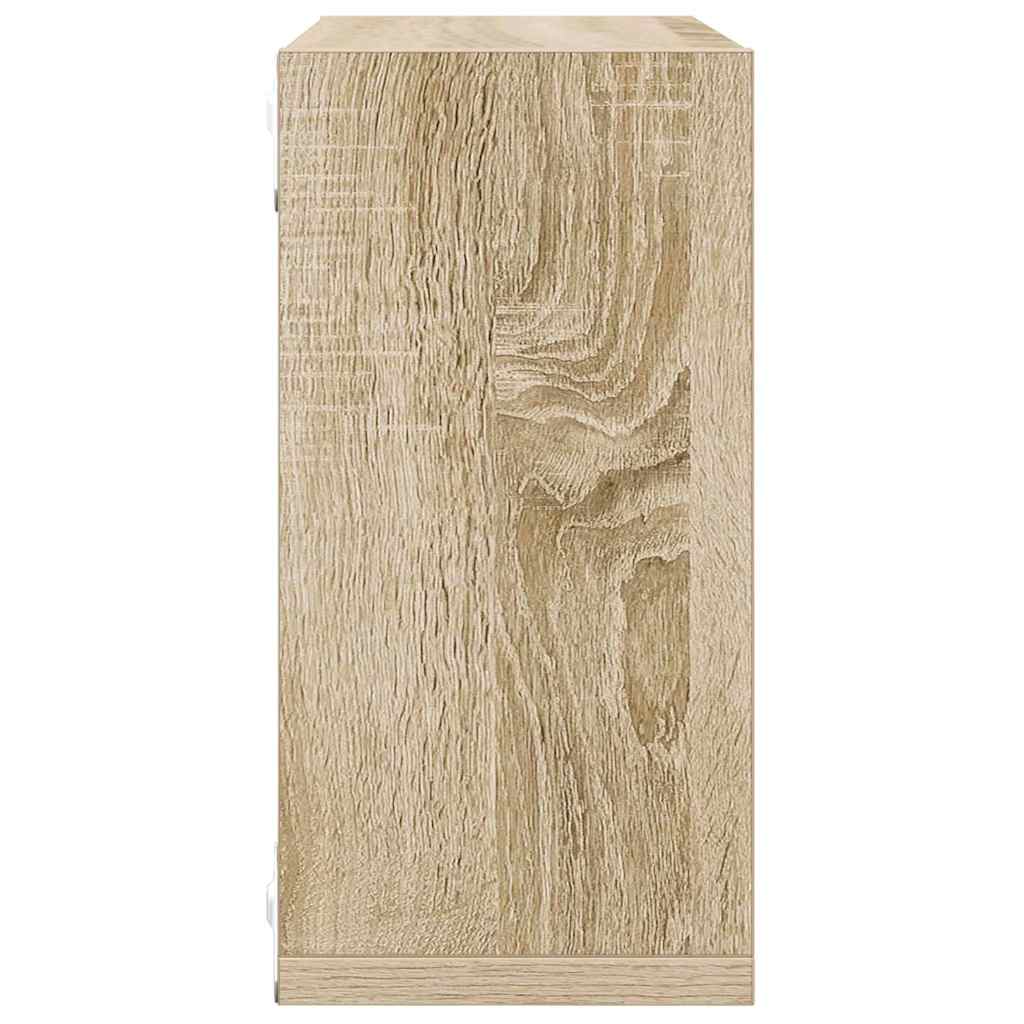 Wall Cube Shelves 4 pcs White and Sonoma Oak 30x15x30 cm