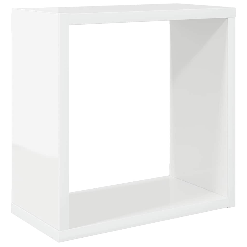 Wall Cube Shelves 2 pcs High Gloss White 30x15x30 cm