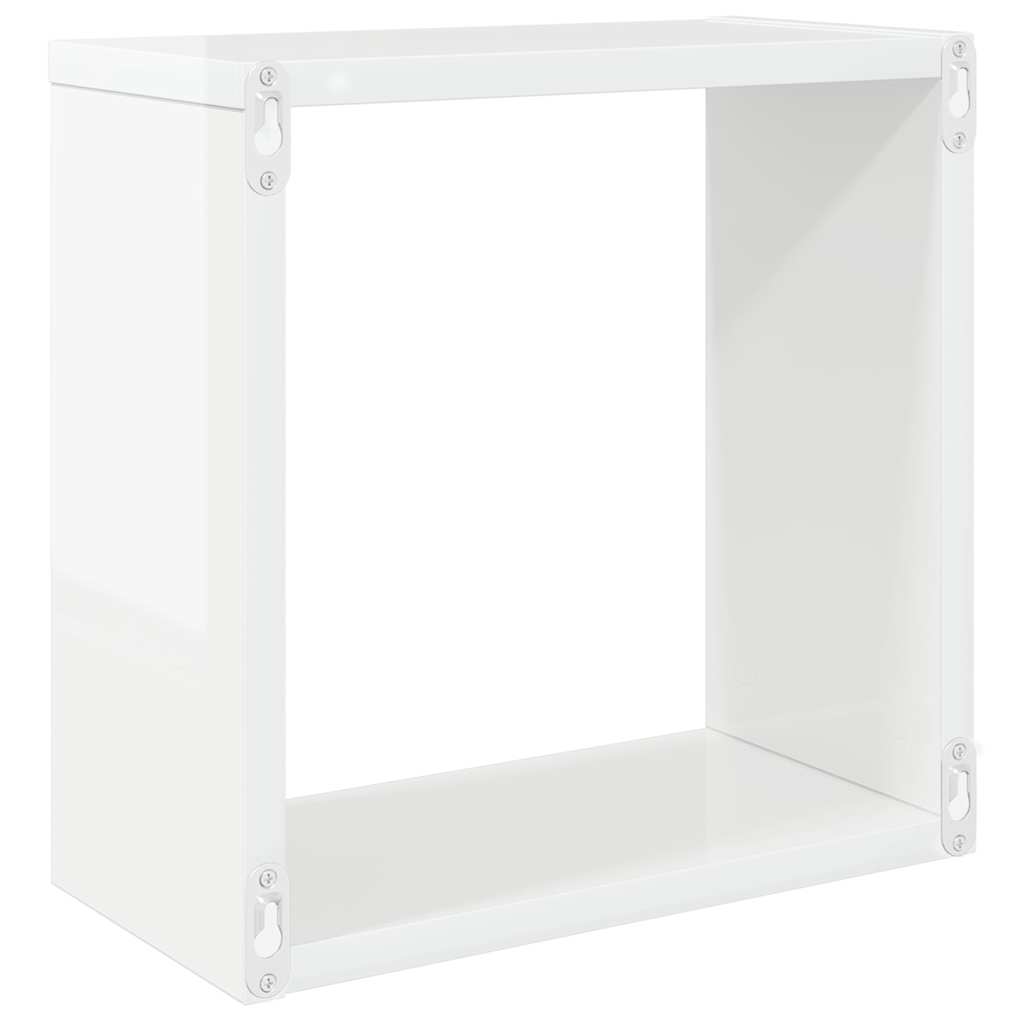 Wall Cube Shelves 2 pcs High Gloss White 30x15x30 cm